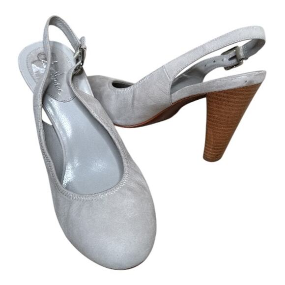Cole Haan Elegant Pale Grey Suede Slingback Heels Shoes Size 9.5B NWOB - Picture 1 of 10